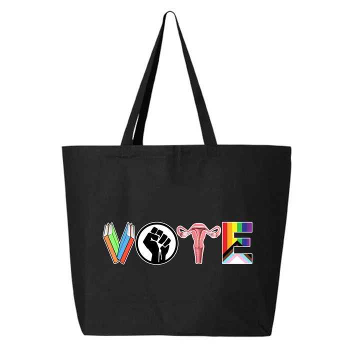 Vote Books Fist Ovaries Lgtbq 25L Jumbo Tote