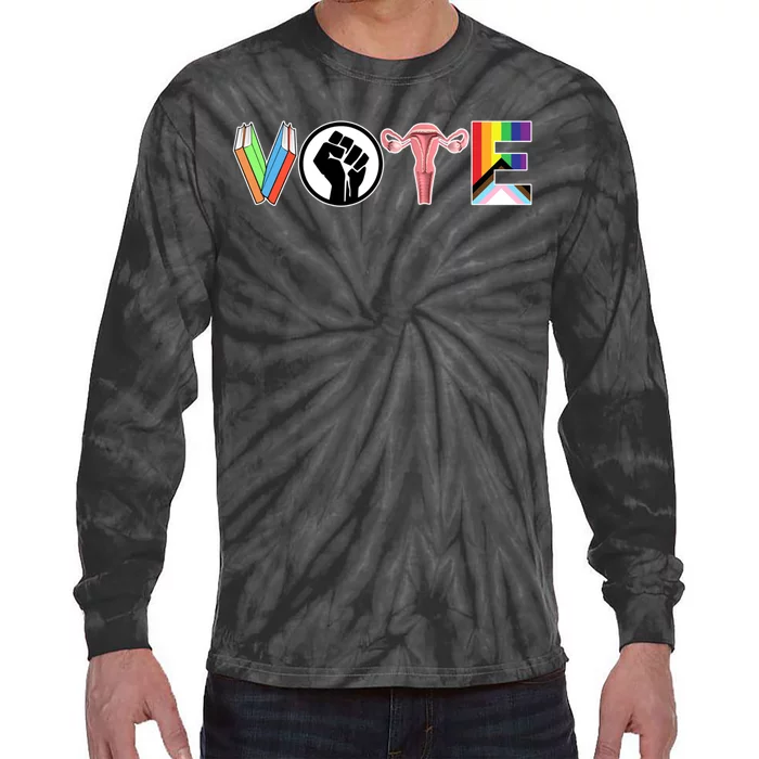 Vote Books Fist Ovaries Lgtbq Tie-Dye Long Sleeve Shirt