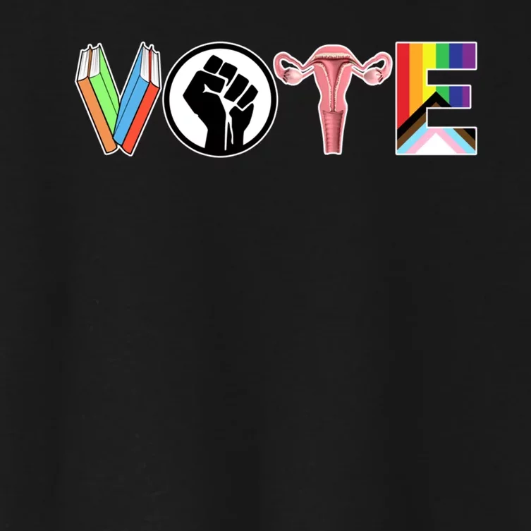 Vote Books Fist Ovaries Lgtbq Women's Crop Top Tee