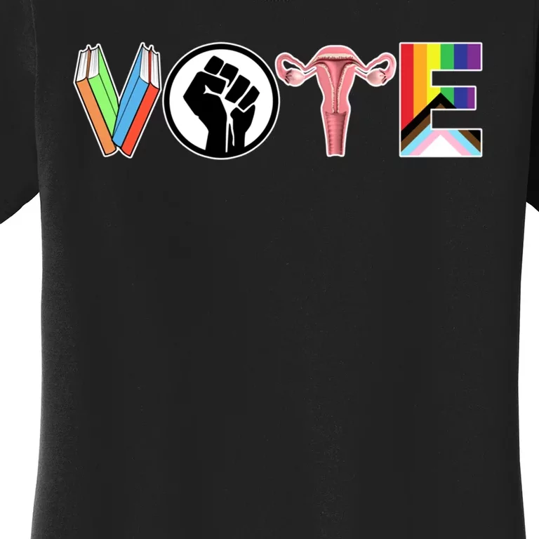 Vote Books Fist Ovaries Lgtbq Women's T-Shirt