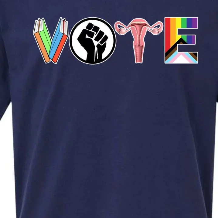 Vote Books Fist Ovaries Lgtbq Sueded Cloud Jersey T-Shirt