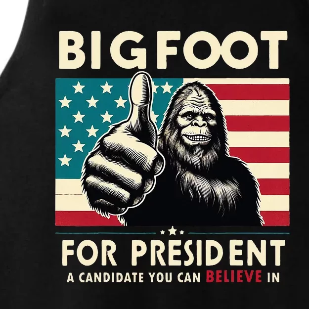 Vote Bigfoot For President 2024 Funny Election Ladies Tri-Blend Wicking Tank