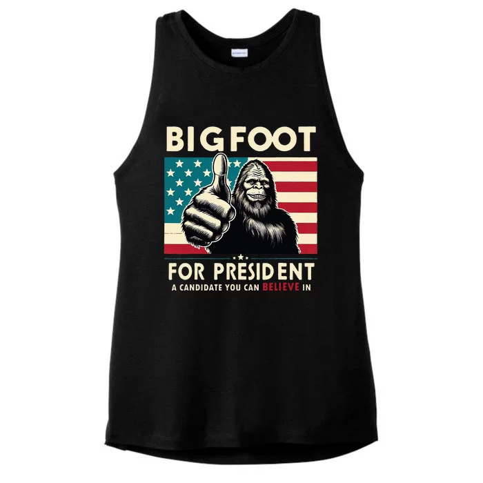 Vote Bigfoot For President 2024 Funny Election Ladies Tri-Blend Wicking Tank