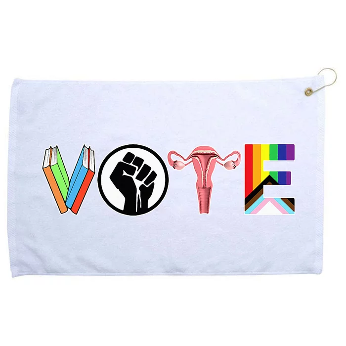 Vote Books Fist Ovaries Lgtbq Grommeted Golf Towel