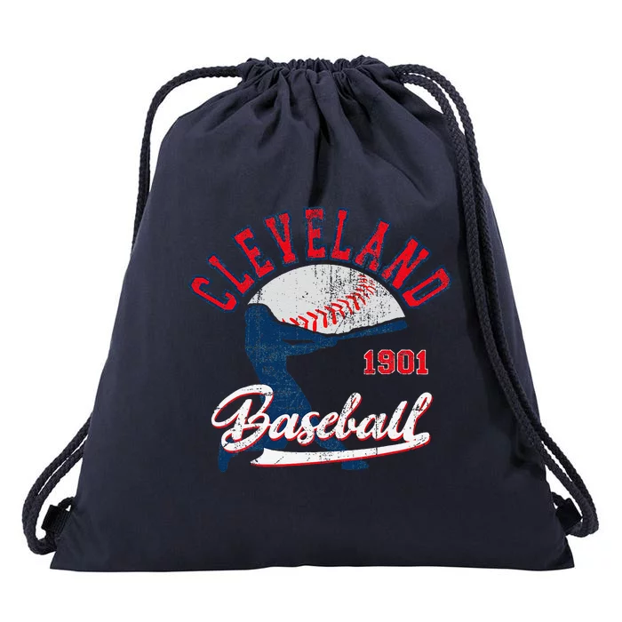 Vintage Batter Game Day Cleveland Baseball Drawstring Bag