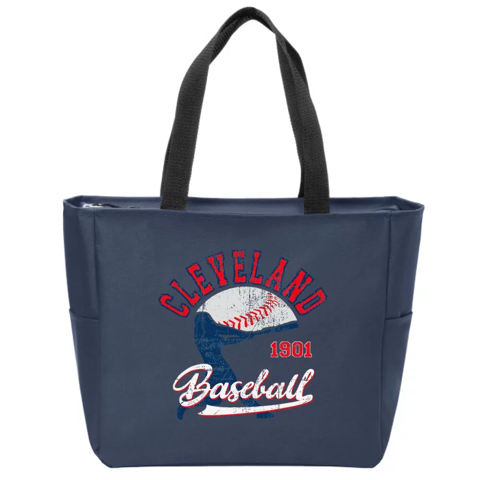 Vintage Batter Game Day Cleveland Baseball Zip Tote Bag