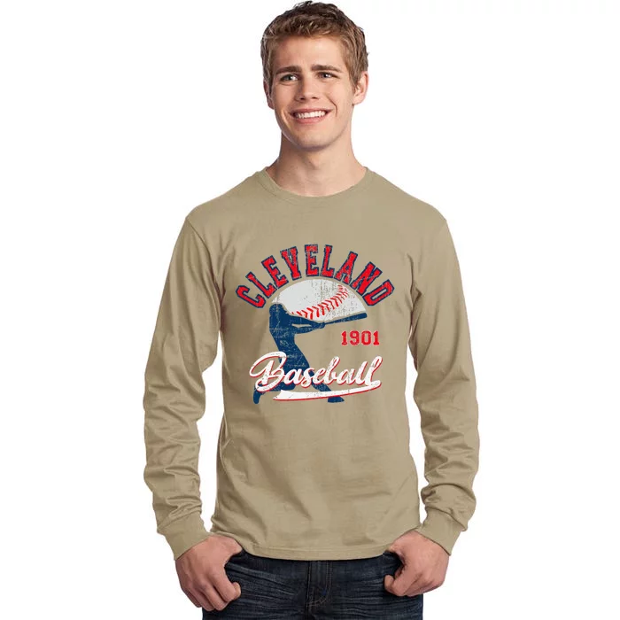 Vintage Batter Game Day Cleveland Baseball Tall Long Sleeve T-Shirt