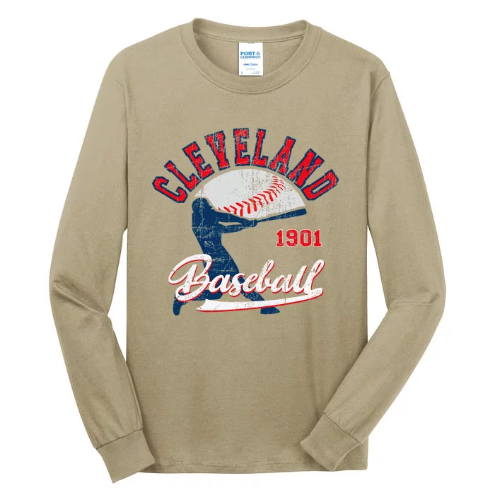 Vintage Batter Game Day Cleveland Baseball Tall Long Sleeve T-Shirt