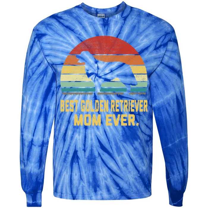 Vintage Best Golden Retriever Mom Ever Gift Tie-Dye Long Sleeve Shirt