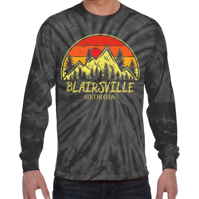 Vintage Blairsville Georgia GA Mountains Hiking Souvenir Tie-Dye Long Sleeve Shirt