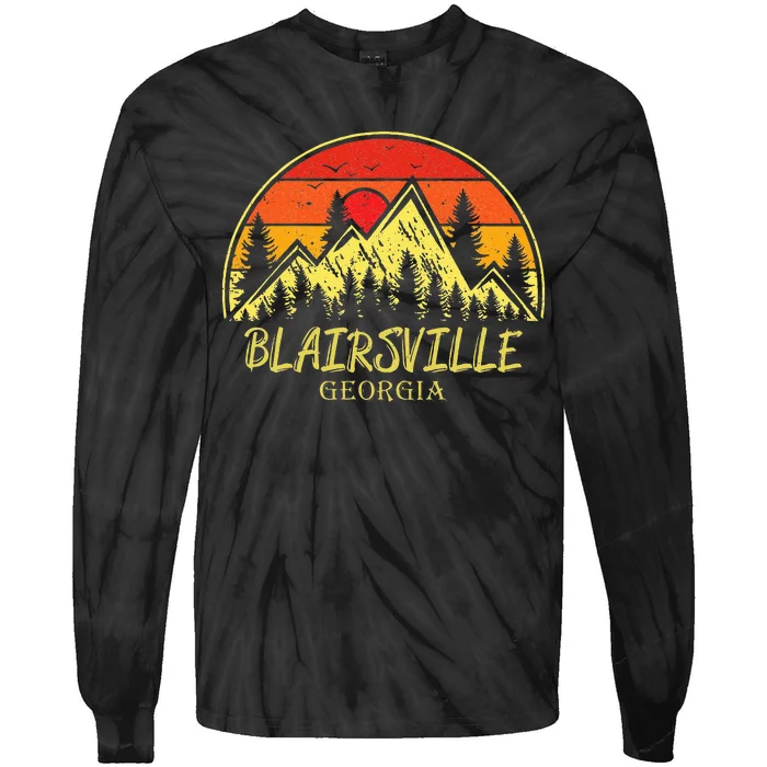 Vintage Blairsville Georgia GA Mountains Hiking Souvenir Tie-Dye Long Sleeve Shirt