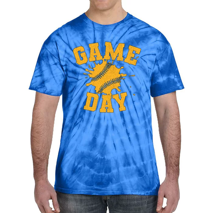 Vintage Baseball Game Day Script Meaningful Gift Tie-Dye T-Shirt