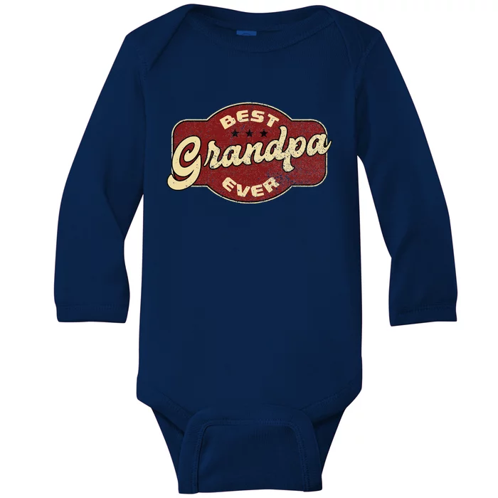 Vintage Best Grandpa Ever Baby Long Sleeve Bodysuit