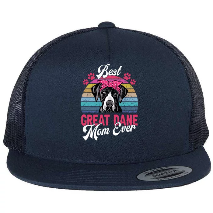 Vintage Best Great Dane Mom Ever Funny Gift Flat Bill Trucker Hat