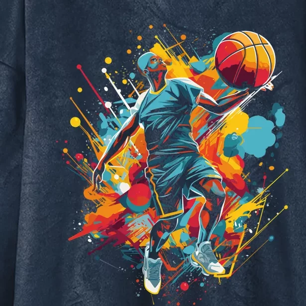 Vibrant Basketball Gift Graphic Game Day Gift Gift Hooded Wearable Blanket