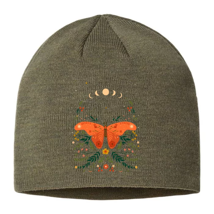 Vintage Boho Garden Moon Moth 8 1/2in Sustainable Knit Beanie