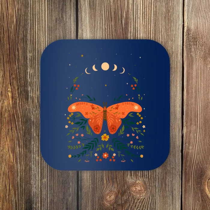 Vintage Boho Garden Moon Moth Coaster