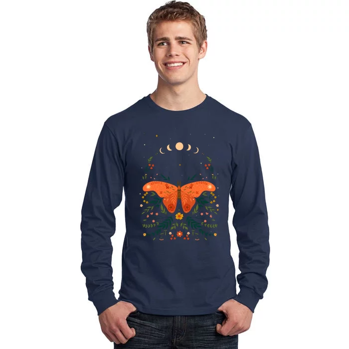 Vintage Boho Garden Moon Moth Tall Long Sleeve T-Shirt