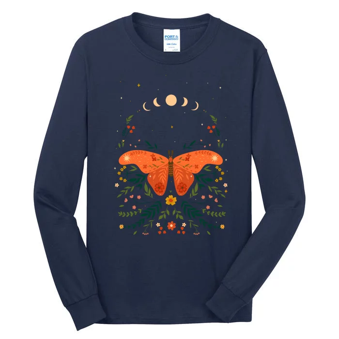 Vintage Boho Garden Moon Moth Tall Long Sleeve T-Shirt