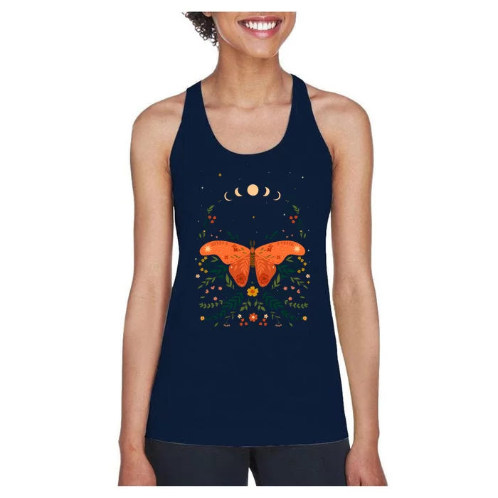 Vintage Boho Garden Moon Moth Women's Racerback Tank