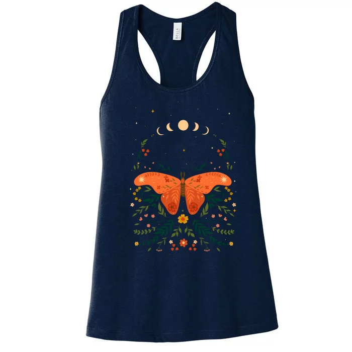 Vintage Boho Garden Moon Moth Women's Racerback Tank