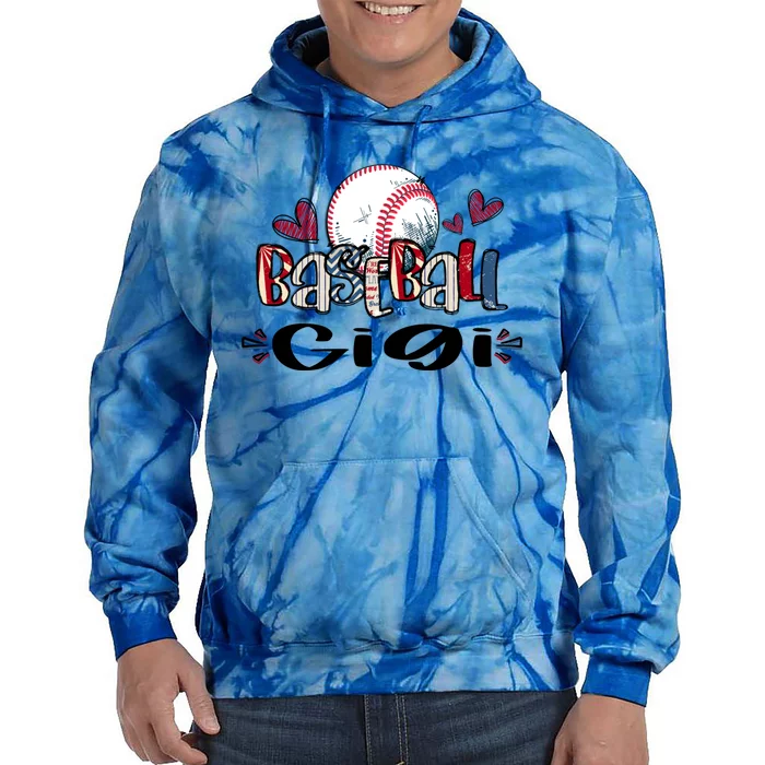 Vintage Baseball Gigi Heart Proud Baseball Gigi Gift Tie Dye Hoodie