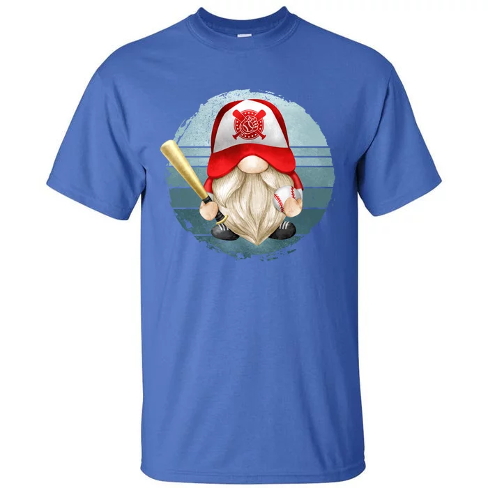 Vintage Baseball Grandpa Gnome Dad Graphic With Retro Sunset Gift Tall T-Shirt