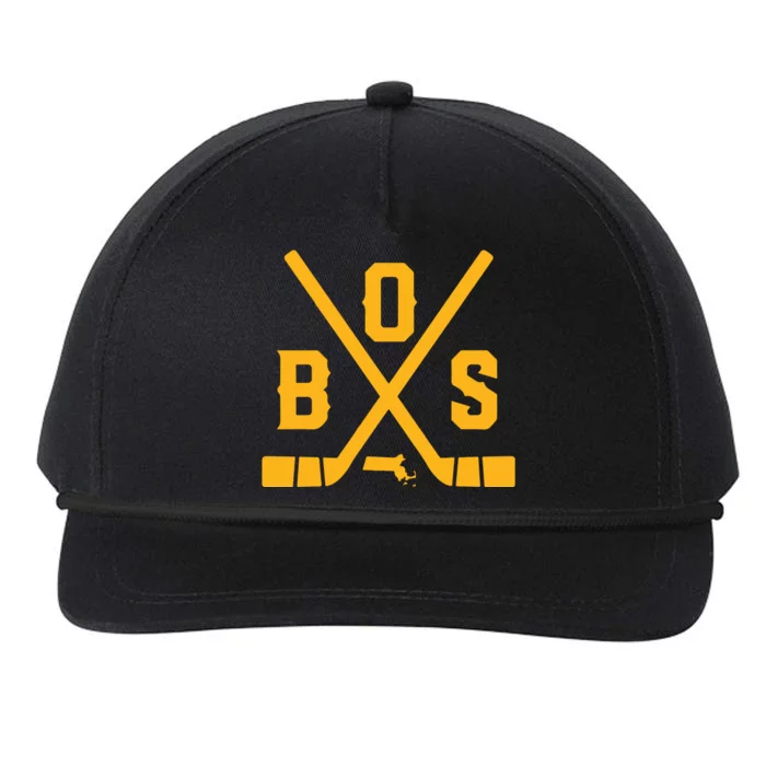 Vintage Boston Hockey Sticks State Outline Snapback Five-Panel Rope Hat