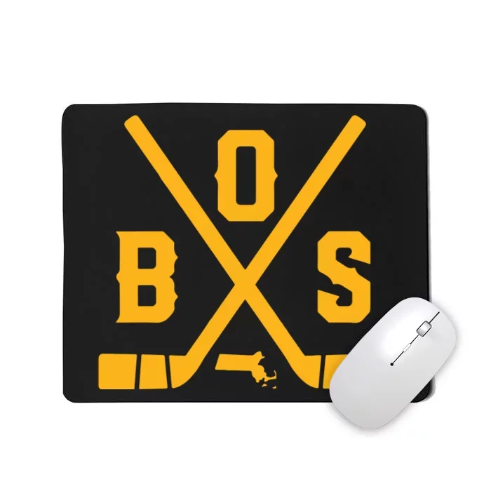 Vintage Boston Hockey Sticks State Outline Mousepad