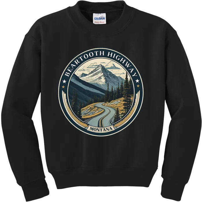 Vintage Beartooth Highway Us 212 Montana Road Kids Sweatshirt