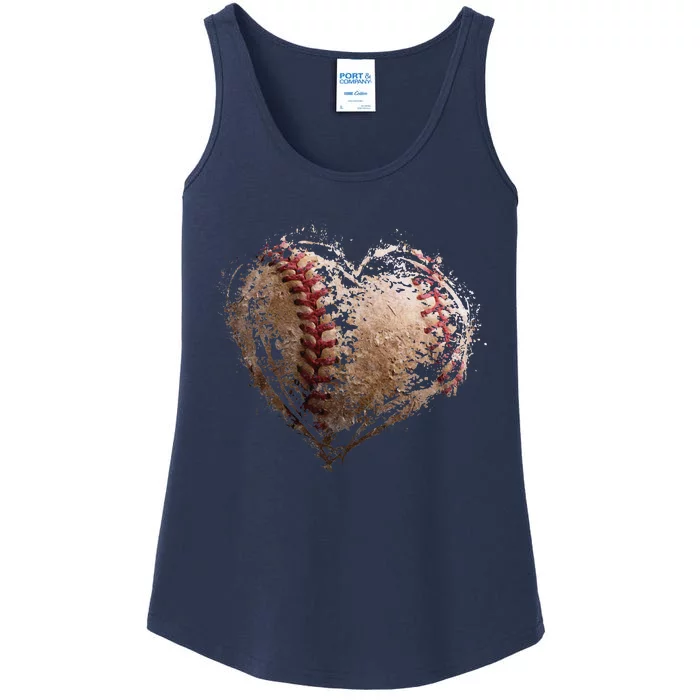 Vintage Baseball Heart Valentine's Days Gift Ladies Essential Tank