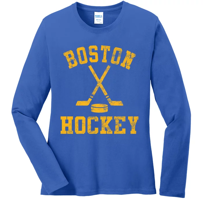 Vintage Boston Hockey Gift Ladies Long Sleeve Shirt