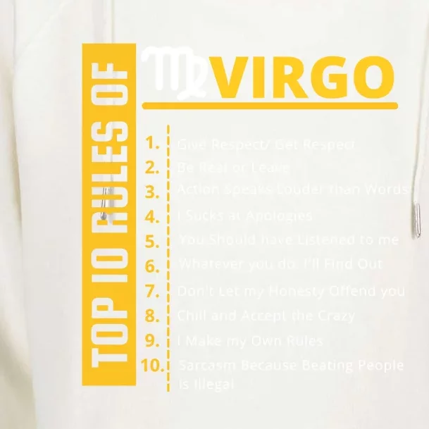 Virgo Birthday Horoscope Gift Top 10 Rules Of Virgo Zodiac Gift Womens Funnel Neck Pullover Hood