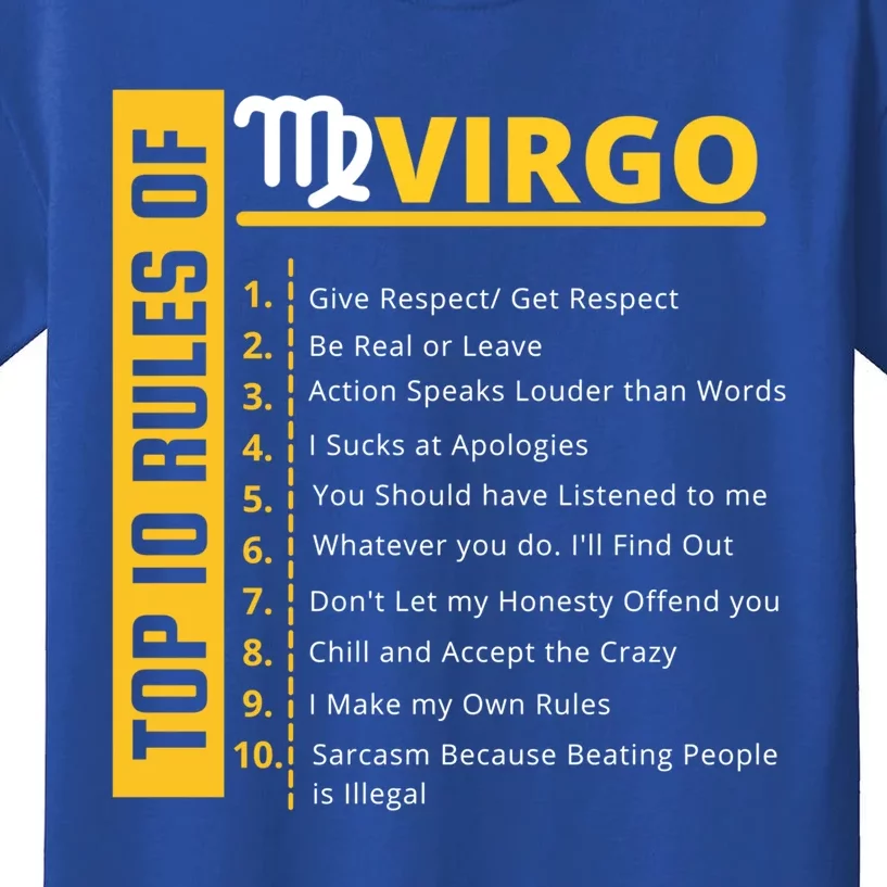 Virgo Birthday Horoscope Gift Top 10 Rules Of Virgo Zodiac Gift Kids T-Shirt