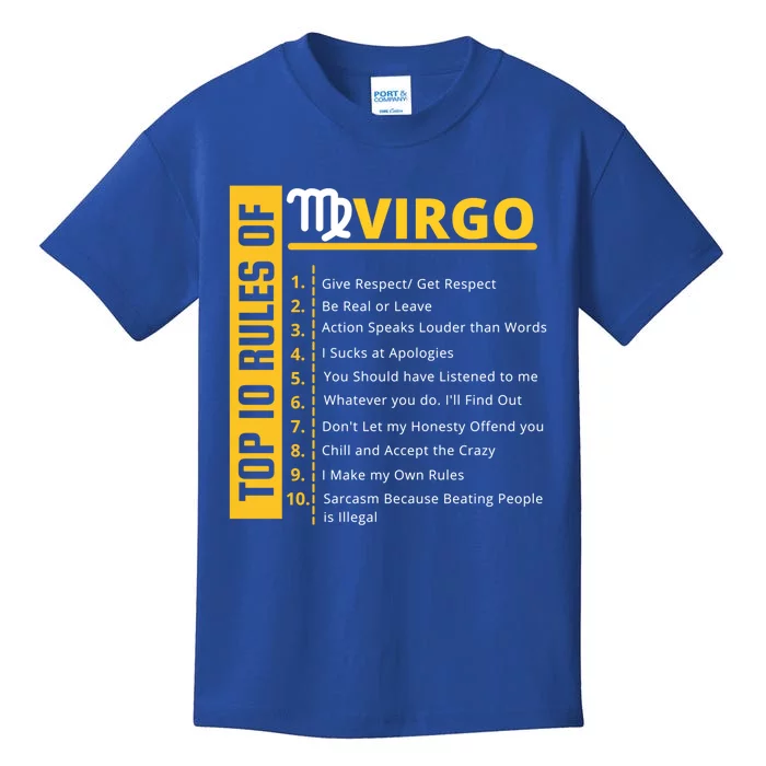 Virgo Birthday Horoscope Gift Top 10 Rules Of Virgo Zodiac Gift Kids T-Shirt