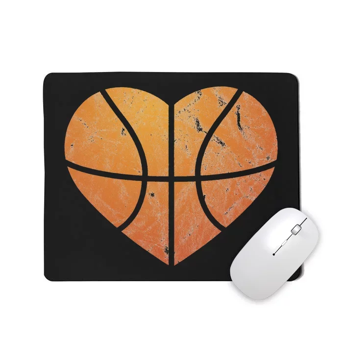 Vintage Basketball Heart Gift Retro Player Valentine's Day Mousepad