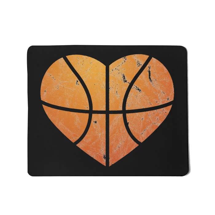 Vintage Basketball Heart Gift Retro Player Valentine's Day Mousepad