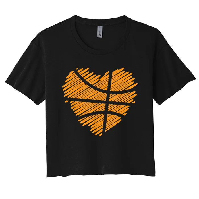 Valentine Basketball Heart Basketball Women's Crop Top Tee