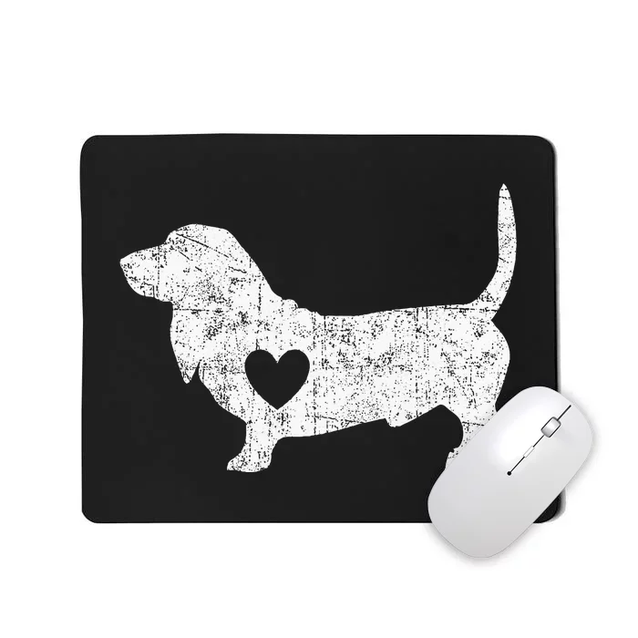 Vintage Basset Hound Heart Silhouette Dog Puppy Mousepad