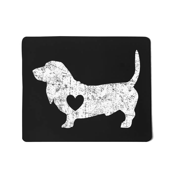 Vintage Basset Hound Heart Silhouette Dog Puppy Mousepad