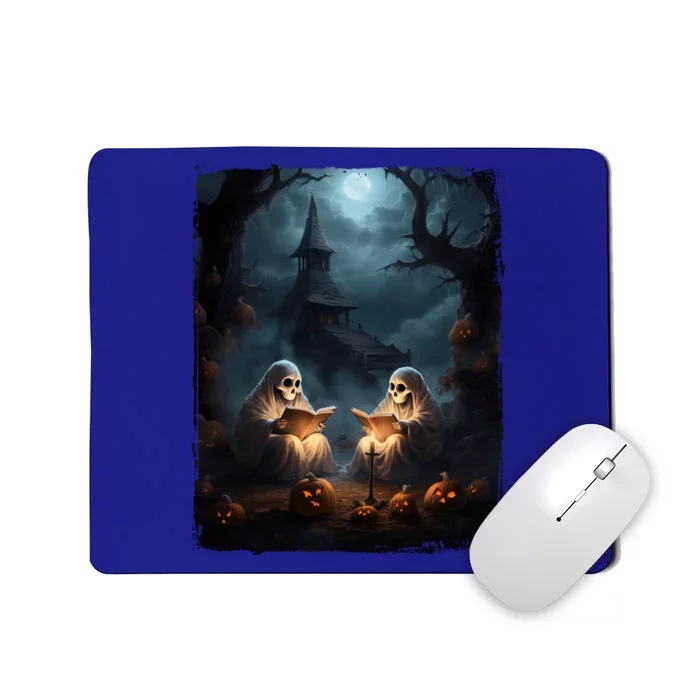 Vintage Boo Halloween Camping Reading Teacher Books Ghost Gift Mousepad