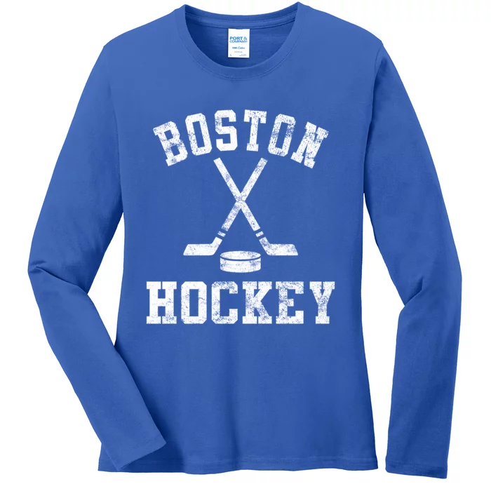 Vintage Boston Hockey Gift Ladies Long Sleeve Shirt