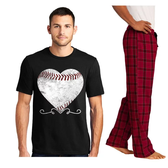 Vintage Baseball Heart For Mom Dad Brother Sister Pajama Set