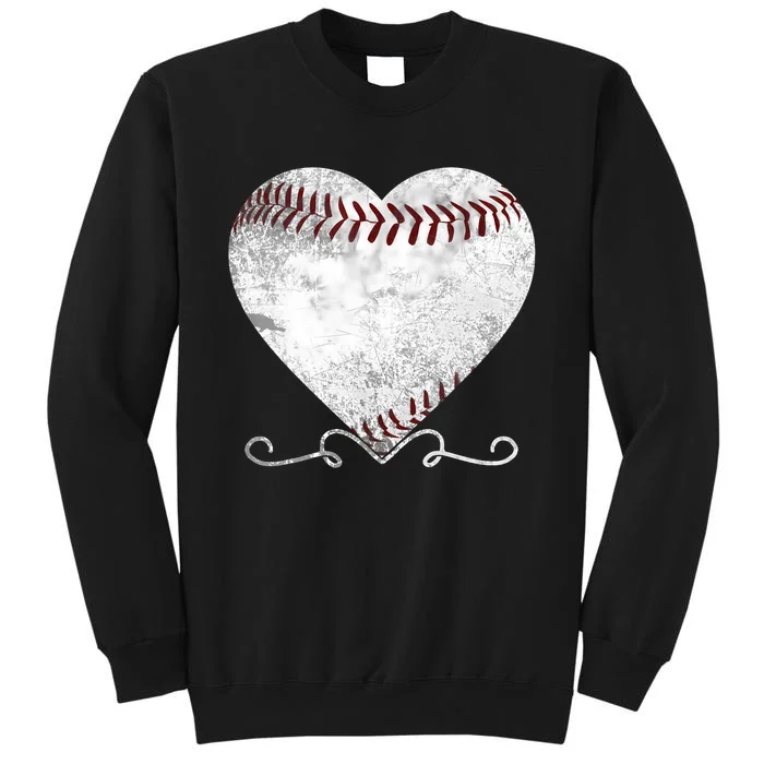 Vintage Baseball Heart For Mom Dad Brother Sister Tall Sweatshirt