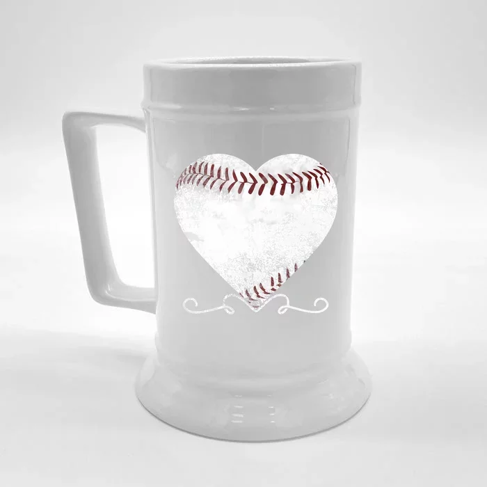 Vintage Baseball Heart For Mom Dad Brother Sister Front & Back Beer Stein