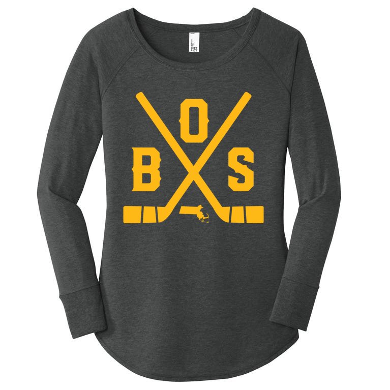 Vintage Boston Hockey Sticks State Outline Women’s Perfect Tri Tunic Long Sleeve Shirt