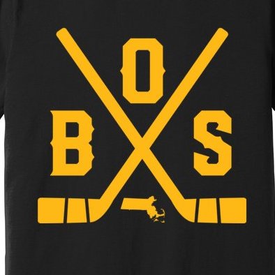 Vintage Boston Hockey Sticks State Outline Premium T-Shirt