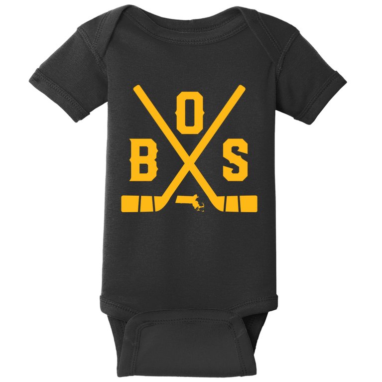 Vintage Boston Hockey Sticks State Outline Baby Bodysuit