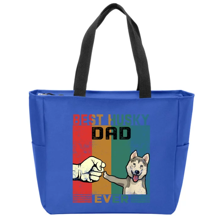 Vintage Best Husky Dad Ever Outfit Dog Lover Gift Zip Tote Bag