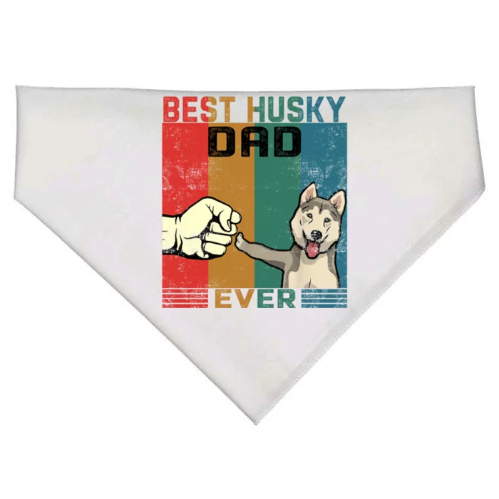 Vintage Best Husky Dad Ever Outfit Dog Lover Gift USA-Made Doggie Bandana